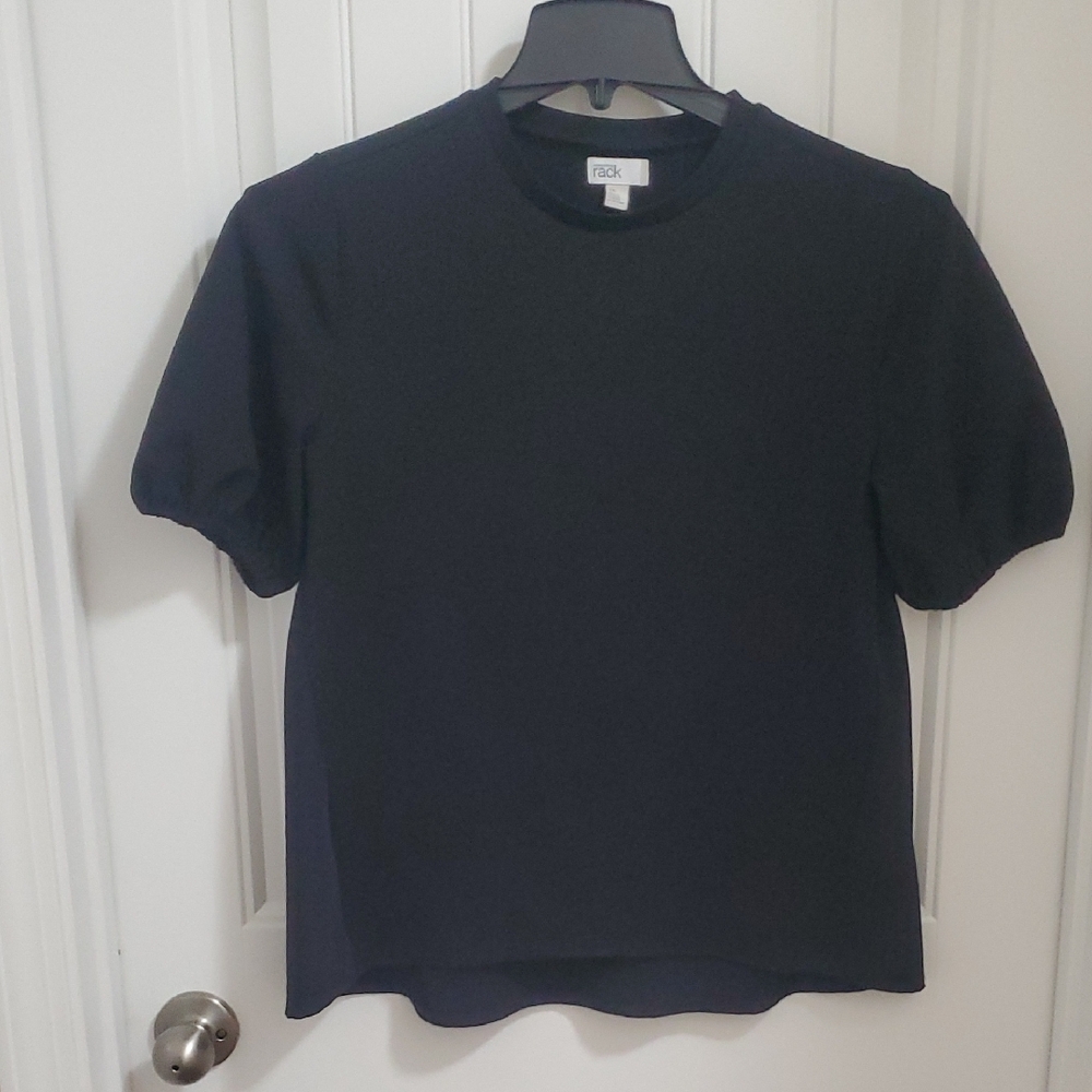 Nordstrom Classic Black Short Sleeve High Low Blouse. Oversized XS.